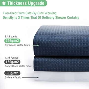 Dynamene Thick Fabric Shower Curtains for Bathroom - Waffle Weave Heavy Duty, 256GSM Hotel Spa Luxur...