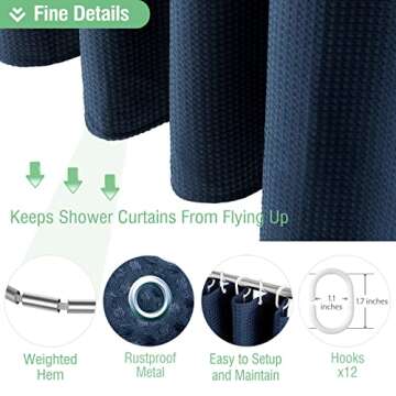 Dynamene Navy Blue Waffle Weave Shower Curtain 72x72