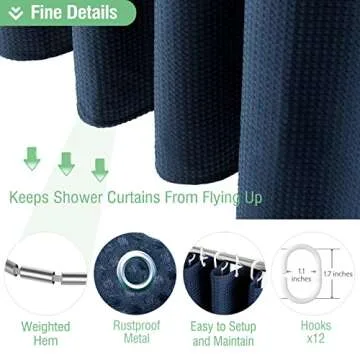 Dynamene Navy Blue Waffle Weave Shower Curtain 72x72