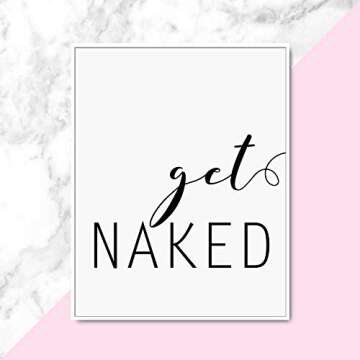Funny Bathroom Art, Get Naked, Wall Art, Bathroom Wall Decor, Bathroom Wall Art, Bathroom Sign, Funny Sign, 8 x 10 Inches Unframed