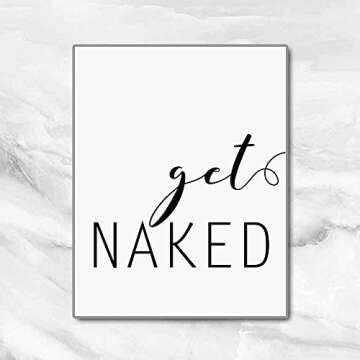 Funny Bathroom Art, Get Naked, Wall Art, Bathroom Wall Decor, Bathroom Wall Art, Bathroom Sign, Funny Sign, 8 x 10 Inches Unframed