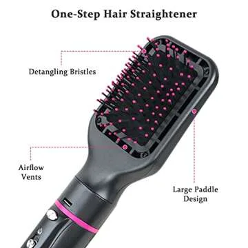 Hair Dryer Brush, 4 in 1 One Step Professional Hot Air Brush for Curling Drying Straightening Combing, [Ceramic Coating][Negative Ion] Volumizing Blow Dryer Brush
