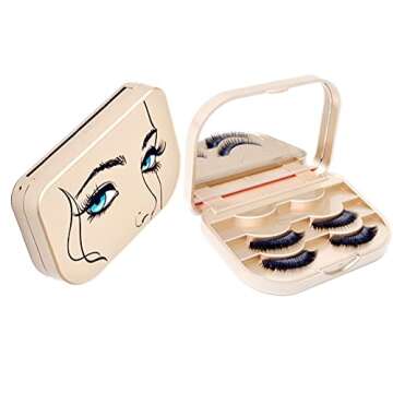 JYHi False Eyelash Storage Case with Mirror Lash Organizer Holder Box Empty Makeup Cosmetic Travel C...
