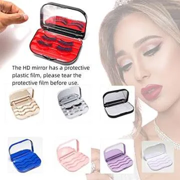 JYHi False Eyelash Storage Case with Mirror Lash Organizer Holder Box Empty Makeup Cosmetic Travel Case and Eyelash Tweezers Lash Container (Gold)