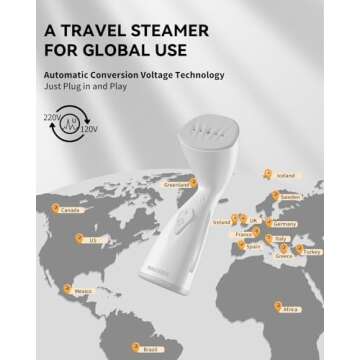 BHGOODS Steamer for Clothes Dual Voltage Travel Steamer 110V-220V for Worldwide Use, Clothes Steamer...
