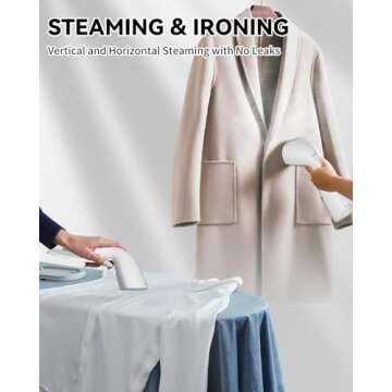 BHGOODS Steamer for Clothes Dual Voltage Travel Steamer 110V-220V for Worldwide Use, Clothes Steamer Handheld Steam Iron Travel Essentials, 1190W Quick Wrinkle Removal, Leakproof, White