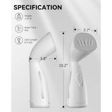 BHGOODS Steamer for Clothes Dual Voltage Travel Steamer 110V-220V for Worldwide Use, Clothes Steamer Handheld Steam Iron Travel Essentials, 1190W Quick Wrinkle Removal, Leakproof, White