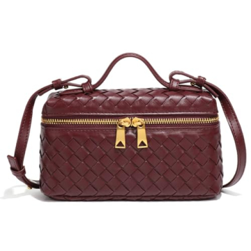 Trendy Woven Crossbody Purse Square Box Bags Women Shoulder Bag Cute Satchels Mini PU Leather Top-Handle Tote Handbag
