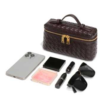 Trendy Woven Crossbody Purse Square Box Bags Women Shoulder Bag Cute Satchels Mini PU Leather Top-Handle Tote Handbag