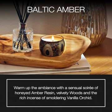 Voluspa Baltic Amber Candle | Mini Tin | 4 Oz. | 25 Hour Burn Time | Coconut Wax for a Cleaner Burn