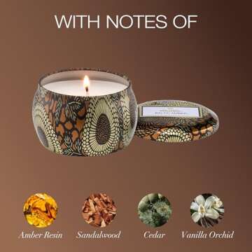 Voluspa Baltic Amber Candle | Mini Tin | 4 Oz. | 25 Hour Burn Time | Coconut Wax for a Cleaner Burn