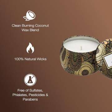 Voluspa Baltic Amber Candle | Mini Tin | 4 Oz. | 25 Hour Burn Time | Coconut Wax for a Cleaner Burn