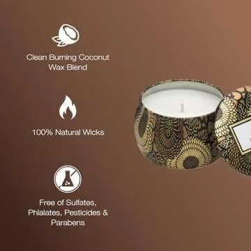 Voluspa Baltic Amber Candle | Mini Tin | 4 Oz. | 25 Hour Burn Time | Coconut Wax for a Cleaner Burn