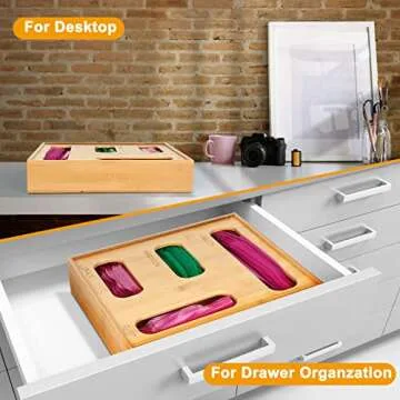 Bamboo Ziplock Bag Organizer for All Food Storage Bags