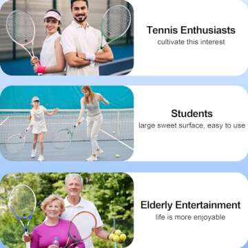 bo'weiqi 27" Recreational Tennis Racket Set 2 Players Lightweight Pre-Strung Tennis Racquets for Beginners, Including 3 Balls, 2 Overgrips, 2 Vibration Dampers and 1 Bag (Green and Pink)