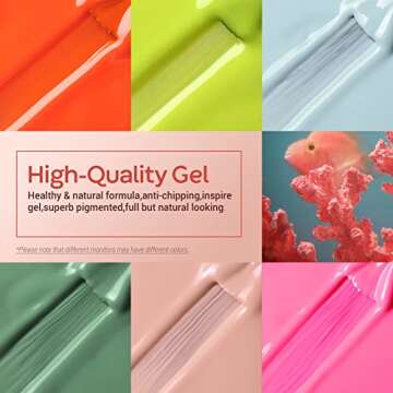 modelones Gel Nail Polish Set - 6 Colors Neon Bright Gel Polish Kit 2024 Summer Pink Neon Yellow Orange Nail Polish Gel Sage Green Blue Gel Nail Kit Soak Off LED Rainbow Festival Gifts for Girls Women