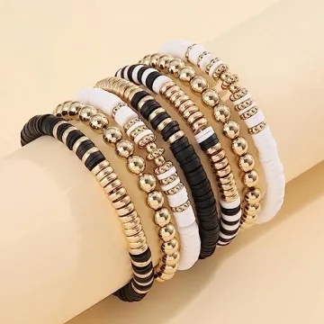 SEMATA Friendship Bracelet Making Kit for Women White & Black Clay Beads - Gold Beads for Bracelets Making & Jewelry Making