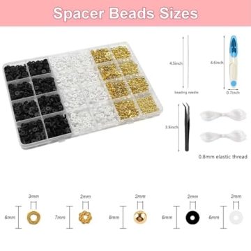 SEMATA Friendship Bracelet Making Kit for Women White & Black Clay Beads - Gold Beads for Bracelets Making & Jewelry Making