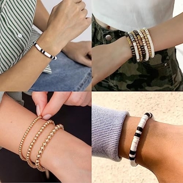 SEMATA Friendship Bracelet Making Kit for Women White & Black Clay Beads - Gold Beads for Bracelets Making & Jewelry Making