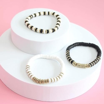 SEMATA Friendship Bracelet Making Kit for Women White & Black Clay Beads - Gold Beads for Bracelets Making & Jewelry Making