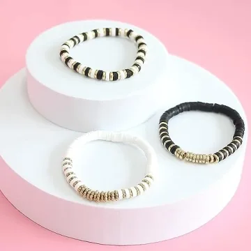 SEMATA Friendship Bracelet Making Kit for Women White & Black Clay Beads - Gold Beads for Bracelets Making & Jewelry Making