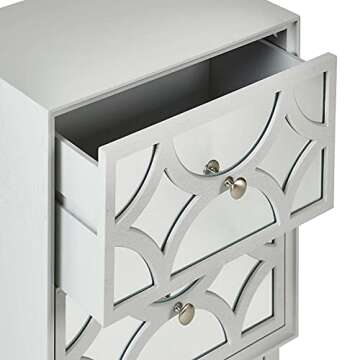 COZAYH Modern Contemporary Nightstand, 2-Drawer Front Mirror Nightstand, for Small Spaces, Bedroom, Light Gray