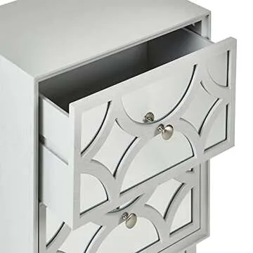 COZAYH Modern Contemporary Nightstand, 2-Drawer Front Mirror Nightstand, for Small Spaces, Bedroom, Light Gray