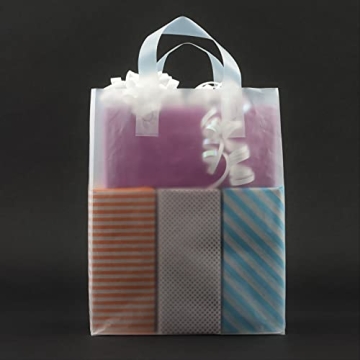 Durable Plastic Gift Bags with Handles - 100 Pack