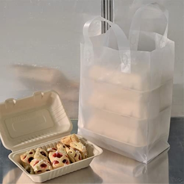 Durable Plastic Gift Bags with Handles - 100 Pack