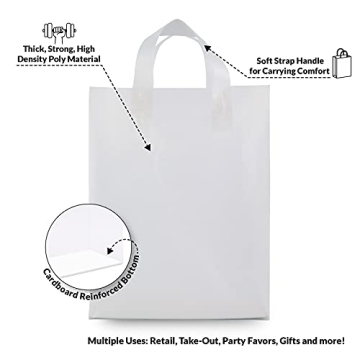 Durable Plastic Gift Bags with Handles - 100 Pack