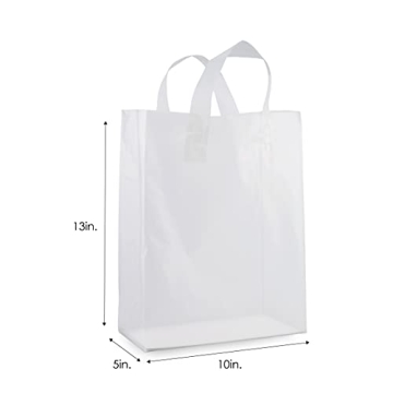 Durable Plastic Gift Bags with Handles - 100 Pack