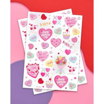 xo, Fetti Valentine's Day Temporary Tattoos - 54 Hot Pink Foil Styles | V-Day Party Decoration, Galentines, Party Favor, Be Mine, Candy Heart, Vday Supplies, XOXOs