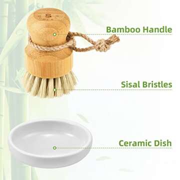 Eco-Friendly Bamboo Dish Scrub Brushes for Kitchen Cleaning