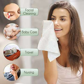 WOWOTEX Bamboo Rayon Disposable Face Towel Biodegradable Large Dry Face Wipes 120 Count / 2 Boxes Extra Thick Soft Clean Facial Towels for Sensitive Skin, Makeup Removing, Facial Cleansing