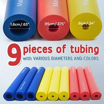 Foam Grip Tubing for Utensils - 9 PC 8" Handles - Adaptive Grip for Easy Handling