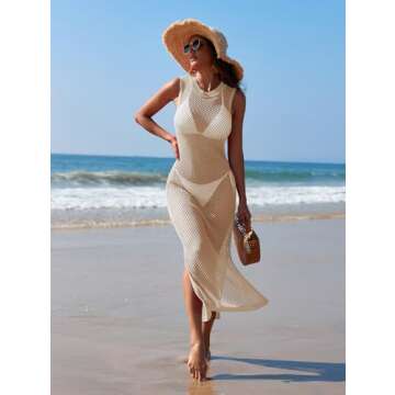 Pink Queen Beach Cover Ups for Women Hollow Out Sleeveless 2025 Summer Fashion Swimsuit Cover Ups Bi...