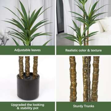ProDeco Artificial 6Ft Agave Yucca Trees Large Tall Fake Plants with 4 Heads Floor Silk Faux Potted ...
