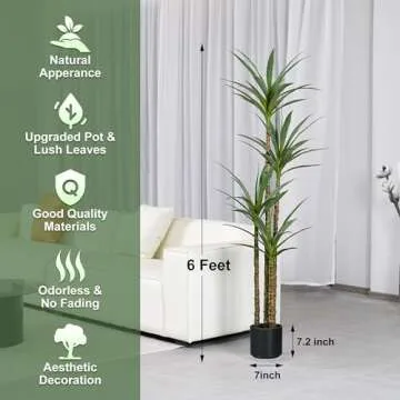 ProDeco Artificial 6Ft Agave Yucca Trees Large Tall Fake Plants with 4 Heads Floor Silk Faux Potted Plants for Home Living Room Bedroom Office Decor Indoor Outdoor…