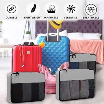 BAGAIL 6 Set / 8 Set Packing Cubes Luggage Packing Organizers for Travel Accessories (6 Set Grey)