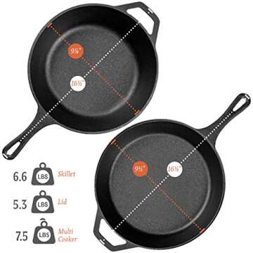 Legend Cast Iron Deep Skillet with Lid | 3Q Durable Sauté Pan