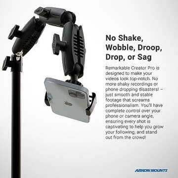 ARKON Mounts - Remarkable Creator Cookie Decorator Mount | Overhead Phone Mount & Pico Projector Mount | Overhead Tripod Mount for Video Recording, Vlogging, Cooking, Crafting, Drawing