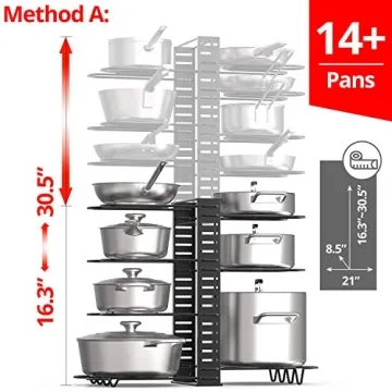 Vdomus Expandable Adjustable Pot Organizer Rack for Kitchen