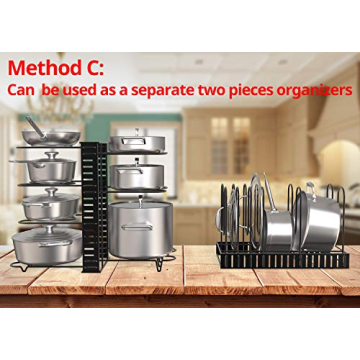 Vdomus Expandable Adjustable Pot Organizer Rack for Kitchen