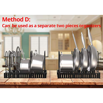 Vdomus Expandable Adjustable Pot Organizer Rack for Kitchen