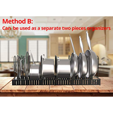 Vdomus Expandable Adjustable Pot Organizer Rack for Kitchen