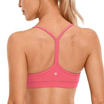 CRZ Yoga Y Back Womens Sports Bra - Padded Racerback Spaghetti Thin Straps Low Impact Backless Workout Yoga Bra