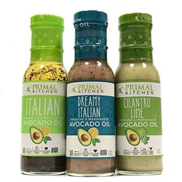 Primal Kitchen Dressing & Marinade, Made w/ Avocado Oil (Dreamy Italian, Italian Vinaigrette,Cilantr...
