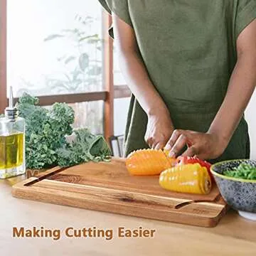 Acacia Wood Cutting Board Set with Juice Groove (3 Pieces), Organic Wooden Cutting Boards for kitchen, Butcher Block Cutting Board for Meat, Vegetable, Wooden Chopping Board 15x10, 12x8, 9x6 inch