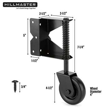 HILLMASTER 4 Inch Heavy Duty Gate Wheel Caster Kit for All Gates