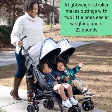 Summer Infant 3Dlite Lightweight Double Stroller for Travel
